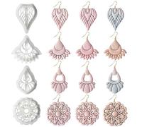 Set of 4 Bohemian Flower Polymer Clay Cutters, Retro Boho Flower Shape, Polymer Clay Cookie Cutters, Vintage Flower Pattern, Clay Earring Cutters for Polymer Clay Jewellery Clay Earring Kit
