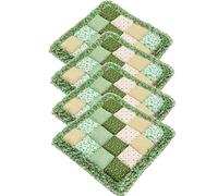 Set of 4 Boho Ruffles Chair Cushions for Dining Chairs Non-Slip Patchwork Cotton Kitchen Dining Chair Pad Seat Cushion (Green,18"x18")