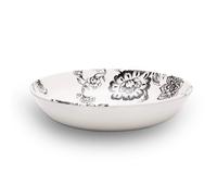 Wade WA967043BLK Botanical Night Set of 4 Pasta Bowls with Black Floral Design, Crafted from Earthenware, Made in Stoke-on-Trent, 22.5cm, Black