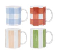 Set of 4 Brushstroke Mugs - Tea Coffee Cups Hot Chocolate Latte Cappuccino - Home Kitchen Office Green Blue Peach Red Modern Contemporary Design Mug Set