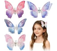 Set of 4 Butterfly Hair Clips Girls, 3D Butterfly Hair Accessories, Movable, Glitter Colour Gradient Hair Accessories, Women Children, Butterfly Hair Clip Decoration, Butterfly Clip Set for Bridal