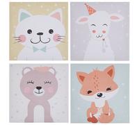 Beliani Set of 4 Canvases BOMBI Kids Motif 30 x 30 cm Multicolour, Multi