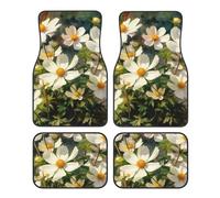 Set of 4 Car Floor Mats, Front Rear Premium Carpets Mat, Rustic Blossom White Daisy Floral Farmhouse Universal Car Floor Rugs Car Accessories for Sedan, SUVs, Truck, Vans