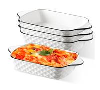 Set of 4 Casserole Dishes Small High Quality Ceramic Small Casserole Dishes with Handles, Oven, Microwave and Airfryer, Perfect for Gratin, Pasta, Desserts and More, Small Casserole Dish for 1 Person