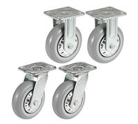 Set of 4 Caster Wheels,Swivel Castor Whee,Heavy Duty,Fixed Plate Fixing,Ball Bearing (2brake+2standard 4inch)