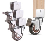 Set of 4 Castor Wheels with Brakes 2 Inch U-Shaped 360 Degree Swivel Trolley Caster for Furniture Rubber Casters for Planters,Small Tables (20mm)