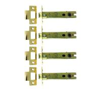 Set of 4 CE Certified 4” Heavy Duty Fire Rated Electro Brass Bolt Through Tubular Door Latch Lock 100mm - for Internal and External Doors