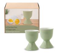 Set of 4 Ceramic Egg Cups in Sage Green Dishwasher Safe Egg Holder for Breakfast Table