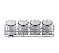 Set of 4 ceramic spice containers + stand Paris