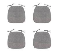 Set of 4 Chair Cushions for Dining Room, Office & Kitchen - Grey Solid Color Indoor Polyester & Cotton Seat Pads with Ties, 17.7''L x 16.5''W