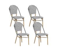 Set of 4 Garden Chairs RIFREDDO PE Rattan Black/ White
