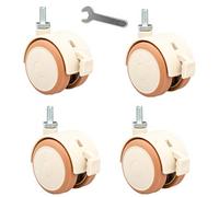 Set of 4 Child Crib Caster Rubber Swivel Cot Castors,2-in Furniture Wheel,Baby Crib Wheel Accessories,Capacity 120kg,Double Wheel,Silent,for Coffee Table,Storage Box,with Threaded Stem (M6)