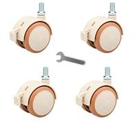 Set of 4 Child Crib Caster Rubber Swivel Cot Castors,2-in Furniture Wheel,Baby Crib Wheel Accessories,Capacity 120kg,Double Wheel,Silent,for Coffee Table,Storage Box,with Threaded Stem (M8)