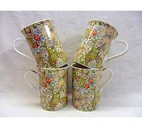 Set of 4 China 10oz Mugs in William Morris Golden Lilly Design