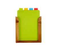 Set of 4 Chopping Boards with Wood Stand Brown