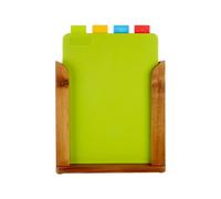 Orsina Set Of Four Colour-Coded Chopping And Serving Boards With Wooden Stand, Durable Hdpe Cutting Mats For Kitchen