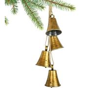 Set Of 4 Christmas Bells, Old-Fashioned Brass Cow Bells on Jute Rope, Vintage Christmas Decor, Wall & Door and Tree Hanging Decor, Bell for Door Knob, Wreath (A)