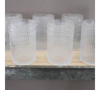 Set of 4 - Classic Luxury Clear Hobnail Bead Glass Hi-Ball Tumbler Tall Drinking Glasses Gift Idea Elvida Interiors Clear 4 Pack