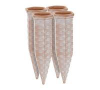 Set of 4 Clay Watering Stakes Pattern Spikes Plant Water System Cones Bottles