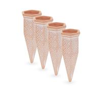 Set of 4 Clay Watering Stakes Plant Water System Cones Plastic Bottles Spikes
