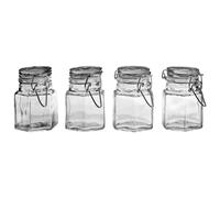 Set Of 4 Clear Glass Spice Jars With Clip Top Lids