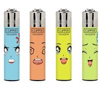 Set of 4 Clipper Lighters - Smiley Faces with Glasses
