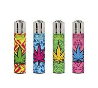 SET OF 4 CLIPPER REGULAR SIZE REFILLABLE LIGHTER (FRONT WEEDS)