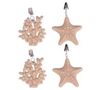 Set of 4 Coastal Style Ceramic Tablecloth Clips - Sand Ocean