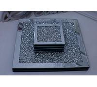 Set Of 4 Coasters & 2 Placemats Diamante Crushed Jewel Glass Glitter Coasters & Placemats Set