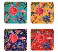 Set of 4 Coasters William Morris Anthina Bright Floral Flowers Assorted Colour