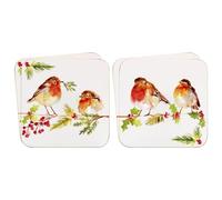 Set of 4 Coasters - Winter Robin Design