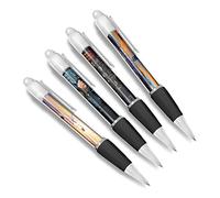 Set of 4 Cockpit White Ballpoint Pens - Deck Pilot Flight Flightdeck Airplane Aeroplane Friends Boys Girls Men Women Theme Pen #79372