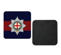 Set Of 4 Coldstream Guards Infantry British Army Regiment Military synthetic Leather Square Coasters And Gift Box