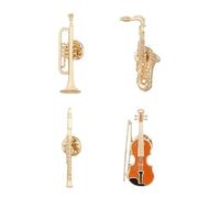 Set of 4 Colorful Electric Guitar Lapel Pins Detailed Fretboard Designs Rock Roll Accessories for Clothing Outerwear Musical Instrument Alloy Lapel Pin