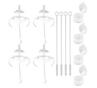 Set of 4 converter drinking bottles for advent, including weighted straw accessories, teat handle, cleaning brush and storage box