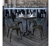 Set Of 4 Copper Galvanised Steel Chairs Ready Assembled FWStyle Brown One Size
