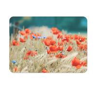 Set of 4 Cork Backed Placemats Poppy Field and Wheat Wild Flowers Nature Large Size 39.5 x 28.5 cm