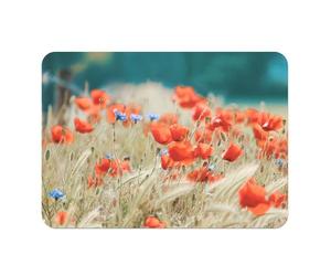Set of 4 Cork Backed Placemats Poppy Field and Wheat Wild Flowers Nature Large Size 39.5 x 28.5 cm