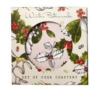 Set of 4 Cork Coasters Christmas - Winter Botanics