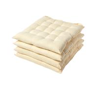 Homescapes Cream Seat Pads 100% Cotton Chair Cushions 40X40 Cm, Set Of 4 Plain Chair Pads For Dining, Kitchen Or Garden Outdoor