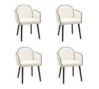 Set of 4 Cream Upholstered Carver Dining Chairs - Claudia