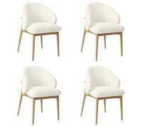 Set of 4 Cream Upholstered Curved Dining Chair with Limewash Solid Oak Exposed Back - Kori - Available as individual, set of 2 and 6