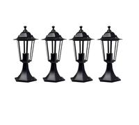 Set of 4 Cumbria - Black Six Sided IP44 Outdoor 41cm Pedestal Lights