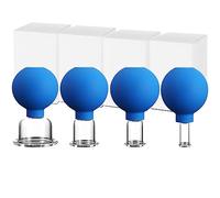 Set of 4 Cupping Glasses with Silicone Suction Ball, Cupping Glass Set Made of Real Glass, Face Cupping Set Against Wrinkles and Tension, Cupping Against Cellulite