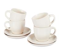 Beliani Set Of 4 Cups With Saucers Caraway Stoneware Off-White