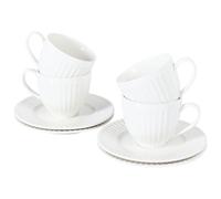 Set of 4 Cups with Saucers COWSLIP Porcelain White