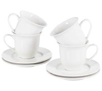 Set of 4 Cups with Saucers ELDERBERRY Porcelain White