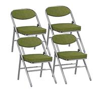 Set of 4 Cushed Folding Chairs, Metal e, P Velvet Dining Chairs for Balcony, Kitchen, Garden, Event Seating, Green Color, Space-Saving Design