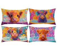 Set of 4 Cushion Covers 20 x 40 in, Decorative Pillow Covers for Bed, Throw Pillow Cases for Bedroom, Bathtub Bull Cushions, Velvet Cushions for Sofa, Pillowcase for Outdoor Home Décor 50x100cm D-945