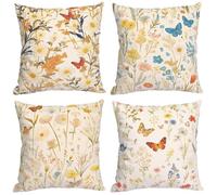 Set of 4 Cushion Covers 35x35cm Soft Cushion Cover 14x14 inch Modern Square Throw Pillow Case Home Decor Colorful Butterfly Pillow Cases for Living Room Outdoor Garden Decorative Cushion Cover WT-434
